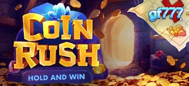 Interface vibrante do slot Coin Rush com moedas e multiplicadores